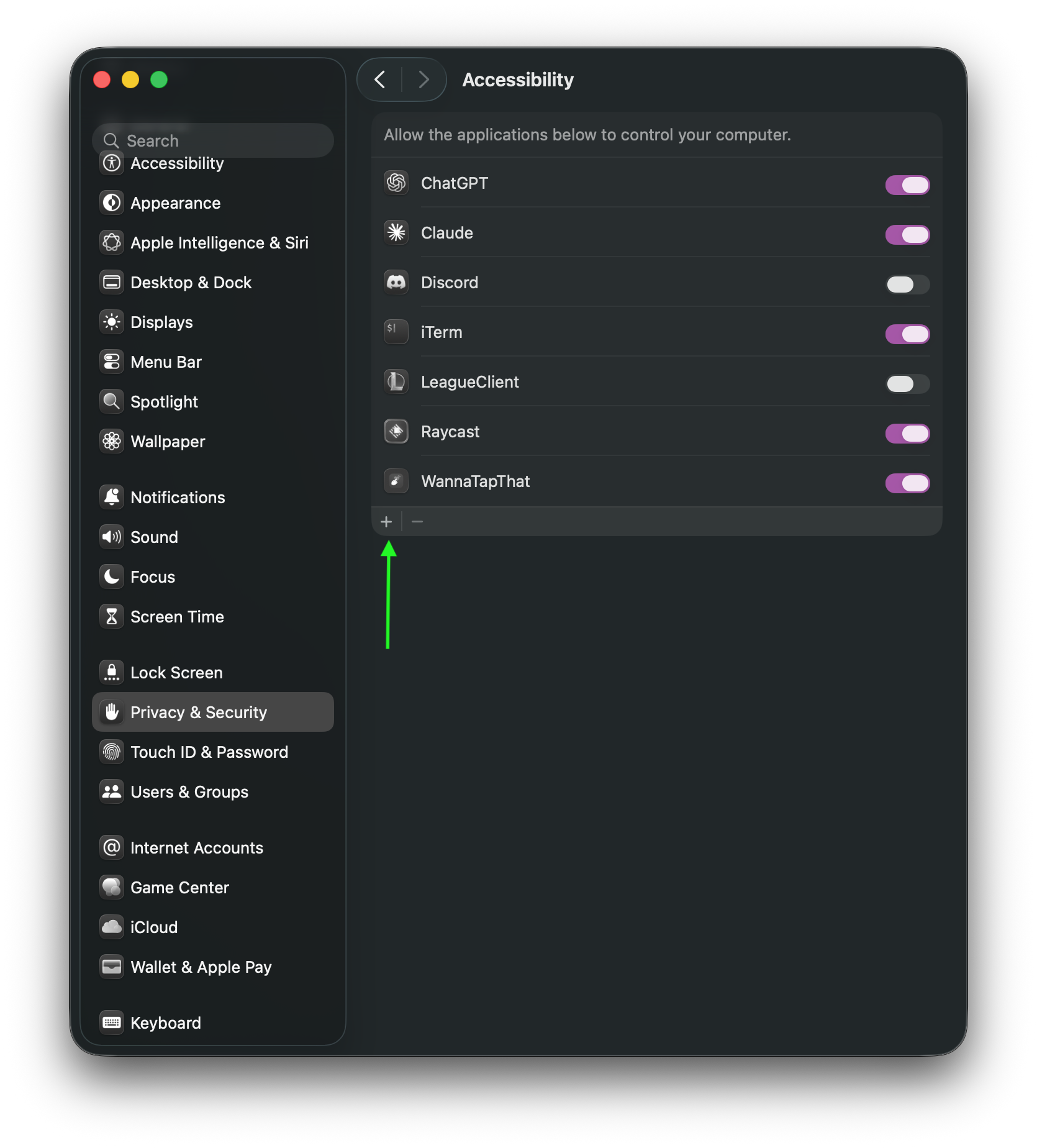 Accessibility permission